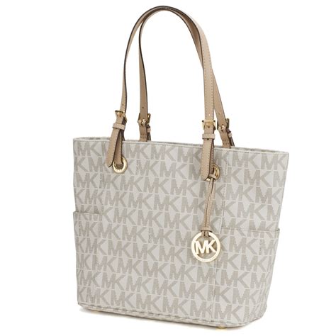 michael kors jet set leather tote bag vanilla|Michael Kors travel tote large.